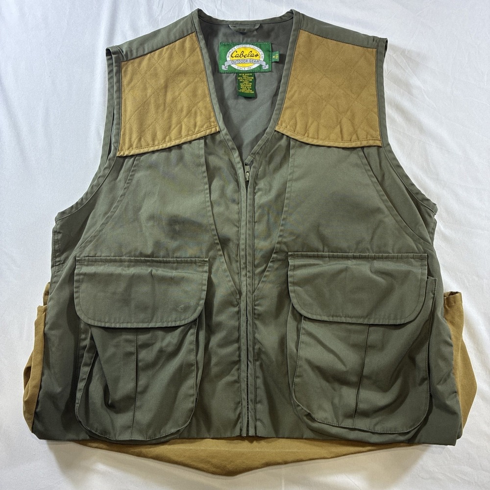 Cabelas Outdoor Gear Shooting Vest Mens Medium Green Tan Quilted Hunting 940114